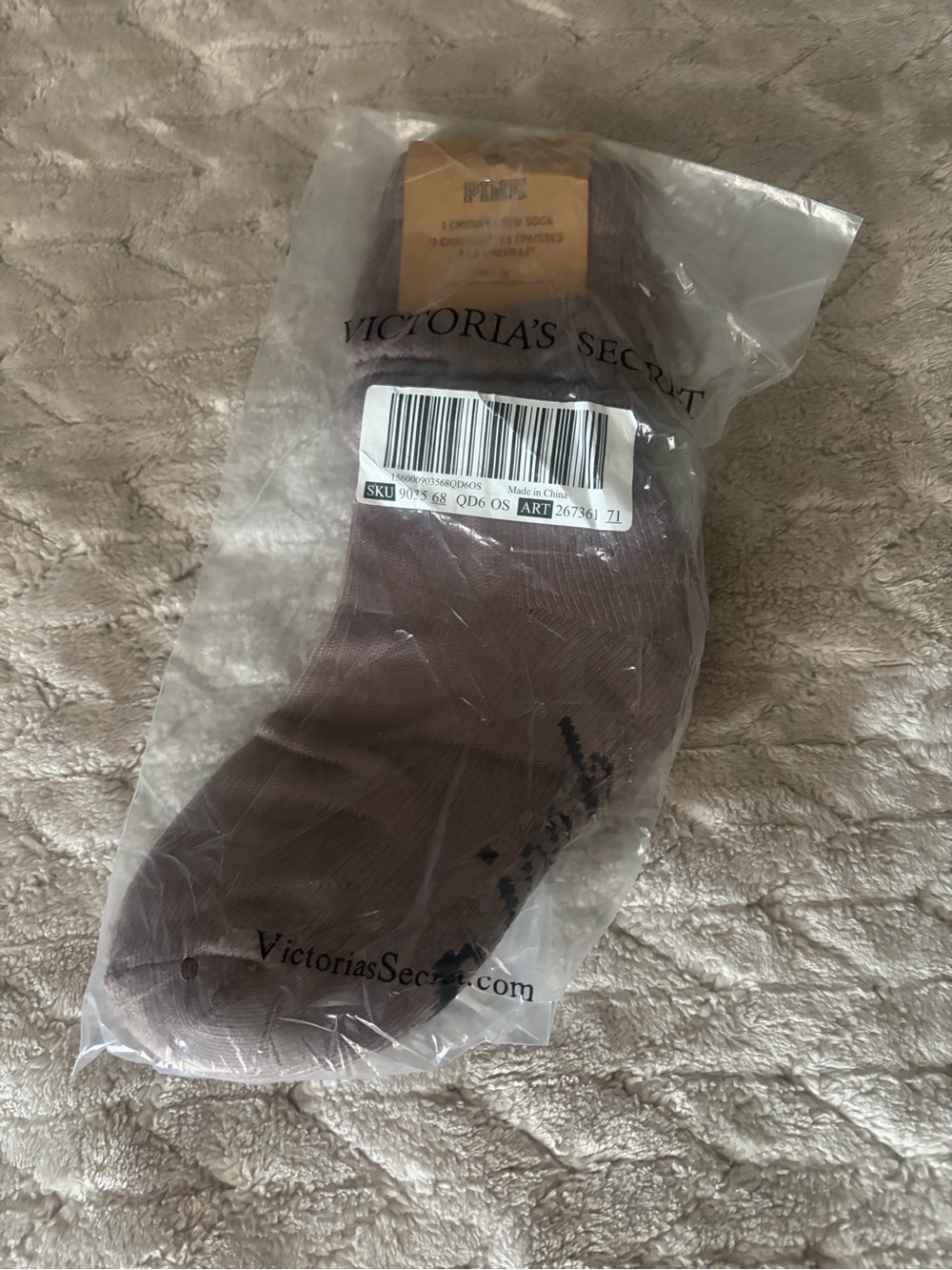 PINK Chunky Crew Socks OS